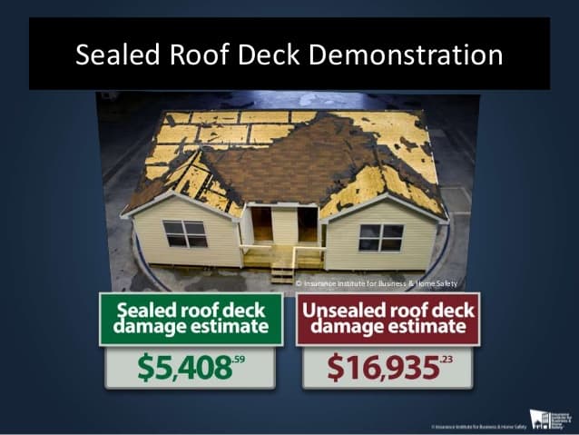 Sealed roof deck demonstration by IBHS