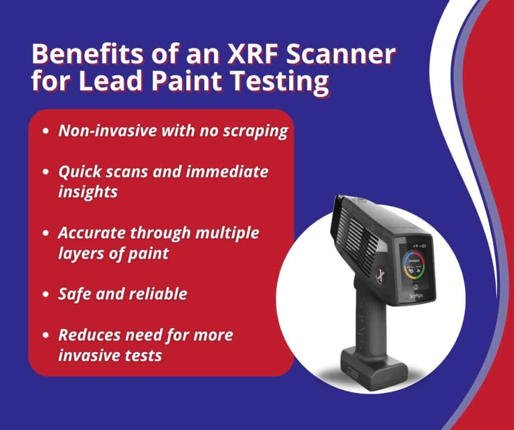 an xrf gun scans for lead based paint without needing to take samples or disturb the walls