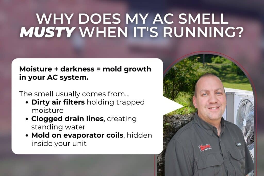 causes for an air conditioner that smells musty