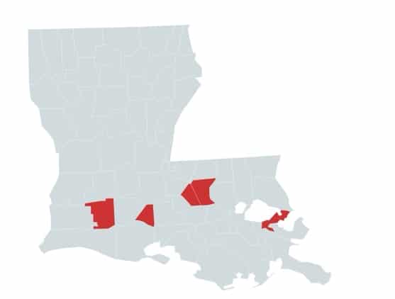 Service area map for Louisiana