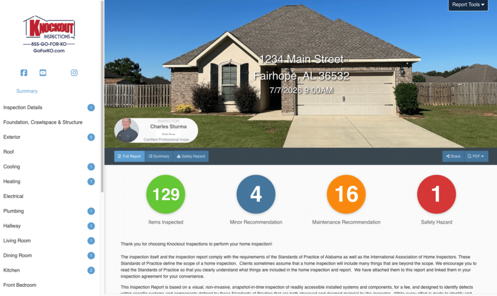 sample residential home inspection report